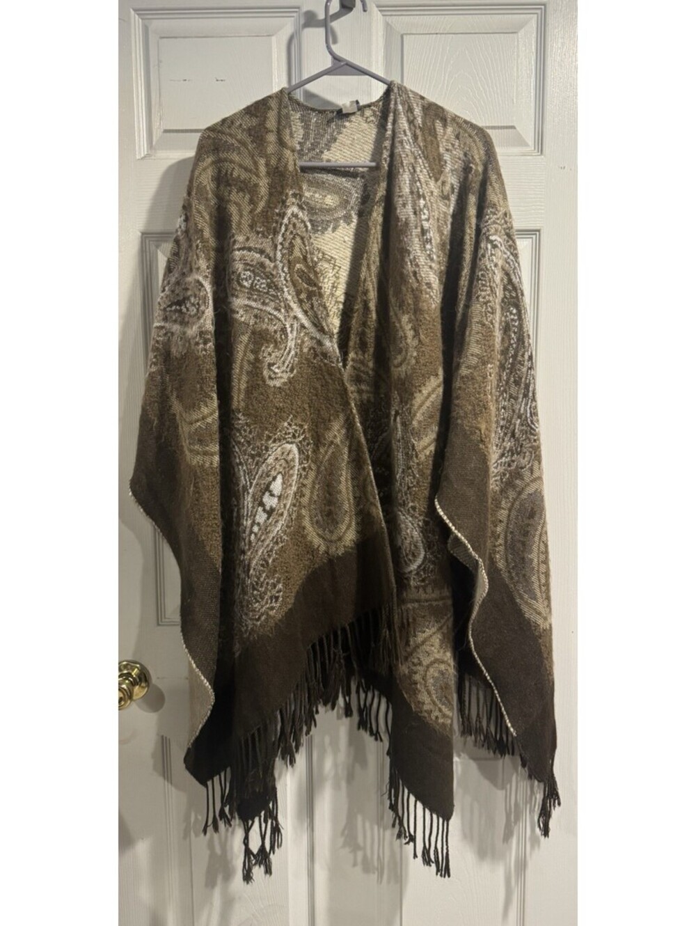 Croft & Barrow Women's Knit Shawl Poncho Brn Paisley (1096)